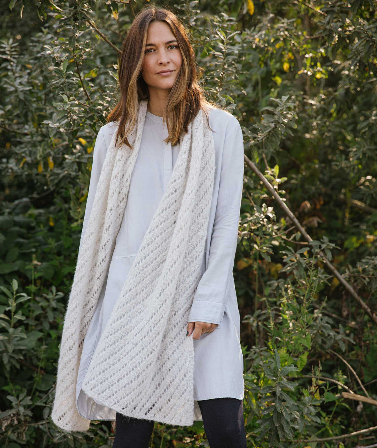 Diagonal Lace Scarf Using Rauma Alpakka Lin