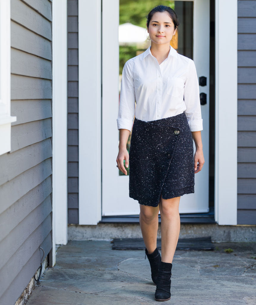 Buttoned Wrap Skirt Using Tahki Donegal Tweed