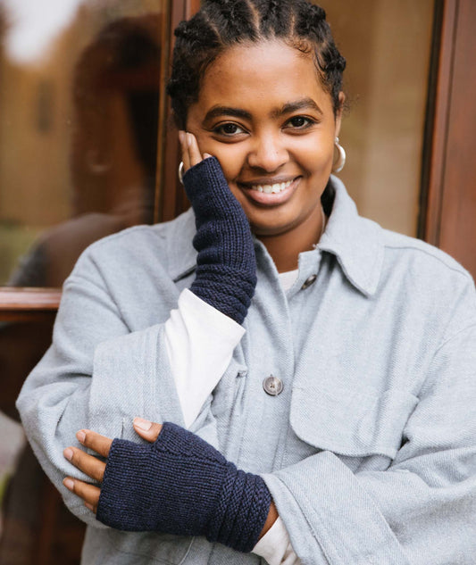 Welted Fingerless Gloves Using Rowan Pure Cashmere