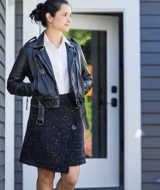 Buttoned Wrap Skirt Using Tahki Donegal Tweed